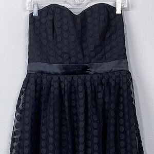 White‎ House Black Market Dress Sz 6 Strapless Dot Tulle Boned Bodice Party Chic